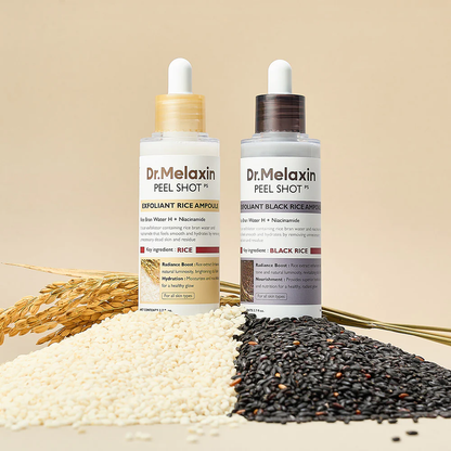 Dr.Melaxin Officiall Peel Shot Glow RiceAmpoule Duo -Serums for BrighteningExfoliating, and Moisturizing - Suitable for All Skin Types