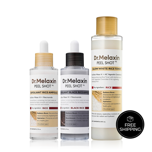 Dr.Melaxin Officiall Peel Shot Glow RiceAmpoule Duo -Serums for BrighteningExfoliating, and Moisturizing - Suitable for All Skin Types